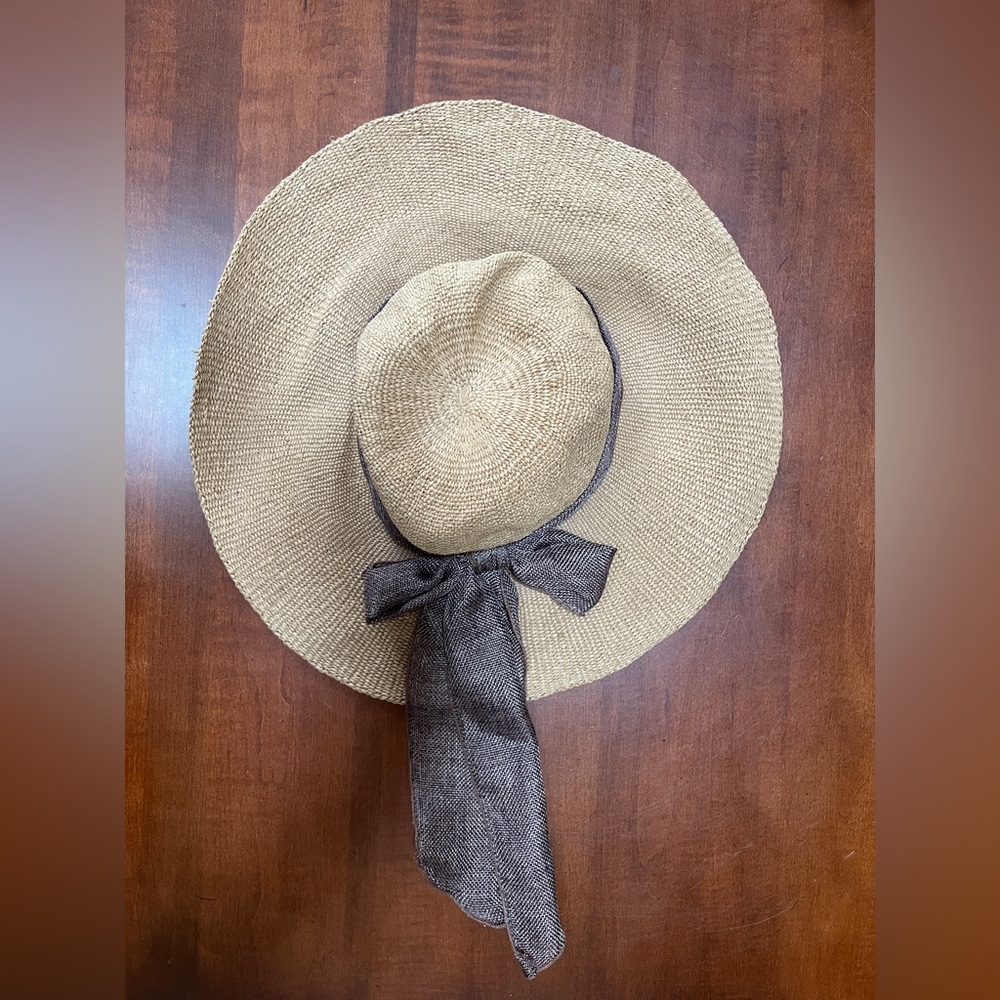 Sun N’ sand Elegant Tan Sun Hat with Brown Bow